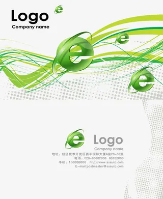 绿色线条网络信息名片免抠