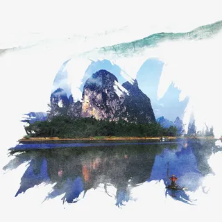 水墨山水情风光装饰免抠 水墨山水情风光装饰免抠