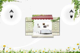 绿色 家居 窗户 海报bann免抠