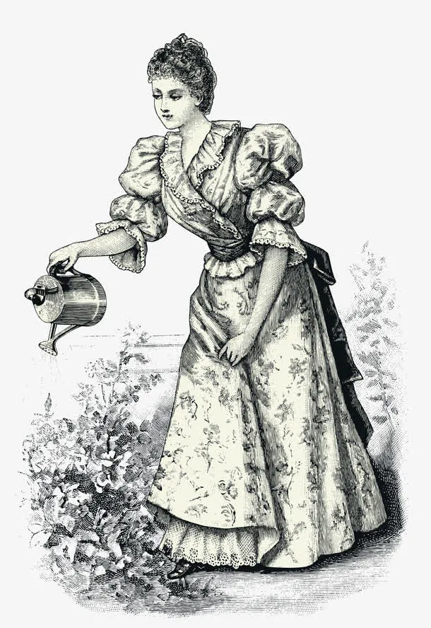 中世纪欧美贵妃插画矢量免抠