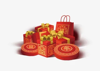 节日年货礼盒免抠节日元旦/春节/元宵元素