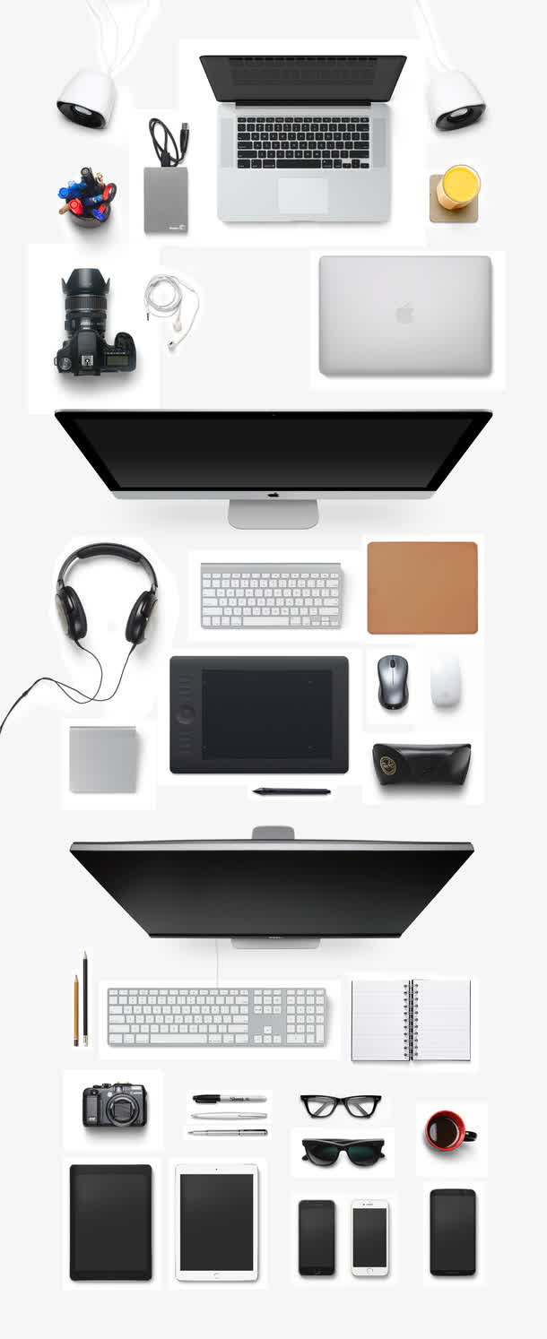 各种电脑办公桌配件免抠