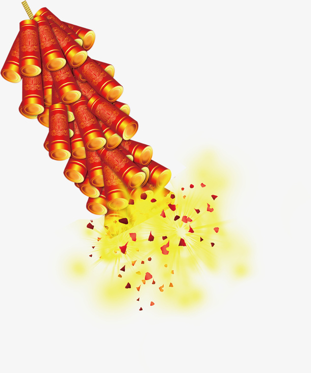 新年红色节庆放鞭炮免抠