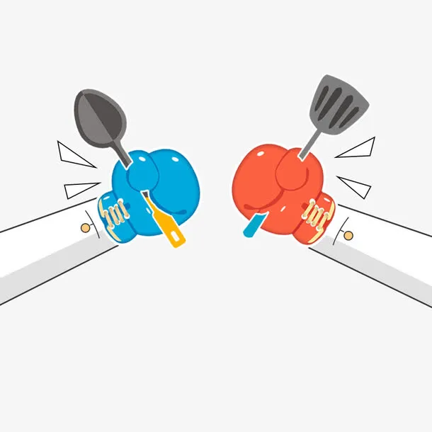 厨房手绘风扁平拳击pk免抠