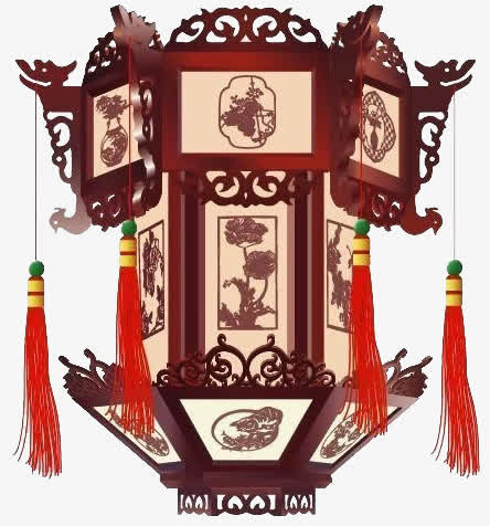中国风中式褐色宫灯免抠