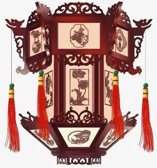 中国风中式褐色宫灯免抠