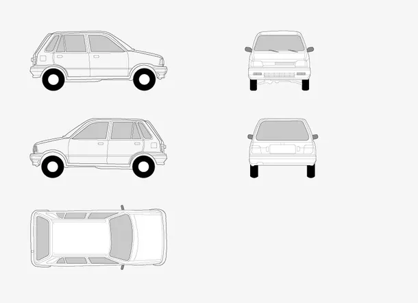 矢量多角度车体广告免抠