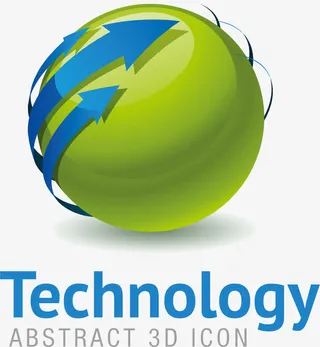 绿色科技箭头图标元素免抠