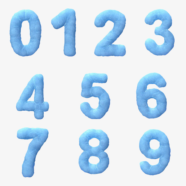蓝色手绘浮雕数字免抠