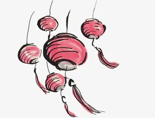 喜庆灯笼水彩画免抠