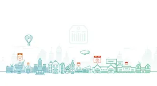 卡通绿色简笔画城市海报背景免抠背景卡通/手绘元素