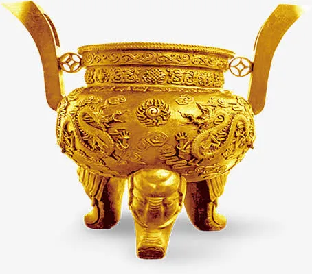 龙纹黄金大鼎印章免抠