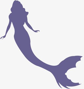 紫色扁平人鱼剪影免抠