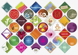 春节标签矢量素材免抠