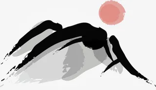 水墨山水封面图.免抠