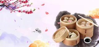 中国风花瓣中式早餐海报背景素材高清