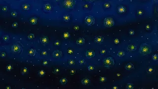 油画蓝色星空黄色星星海报背景