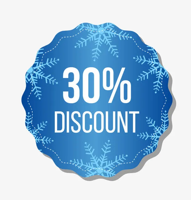 蓝色3折降价标签免抠