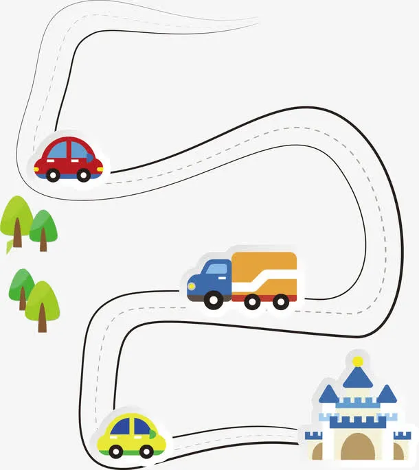 矢量手绘风格公路道路免抠