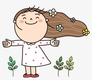 卡通插图清风徐来吹起了头发免抠