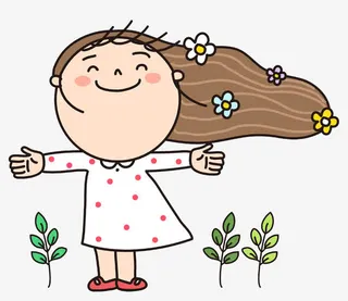 卡通插图清风徐来吹起了头发免抠