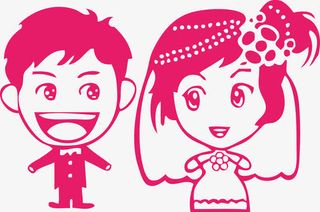 卡通可爱矢量结婚新郎新娘免抠