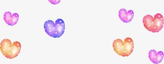 彩色手绘爱心漂浮装饰免抠