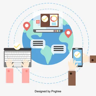 全球互联网的矢量平面工作图免抠