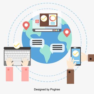 全球互联网的矢量平面工作图免抠