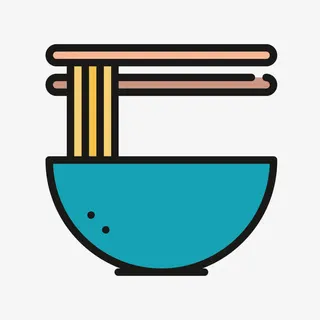 蓝色吃面条免抠