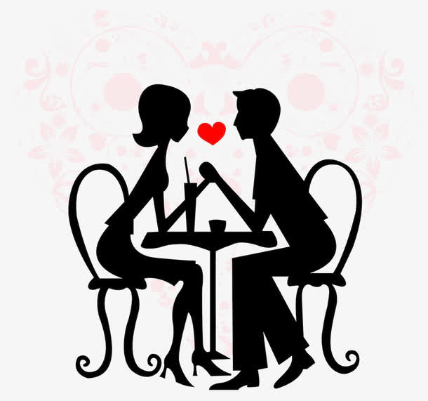 简易的恋爱剪影元素免抠