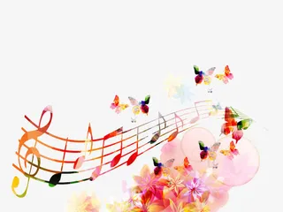 花儿与旋律ppt模板免抠