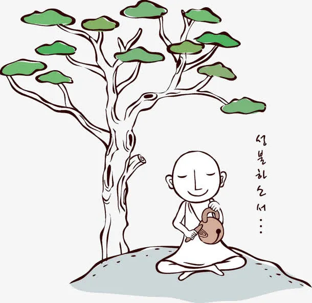 树下念经的和尚素材免抠