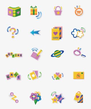 矢量彩色立体网络小图标免抠