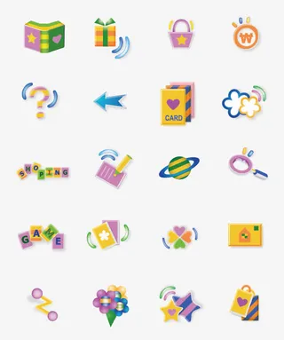 矢量彩色立体网络小图标免抠