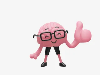 C4D 大脑 卡通 点赞 大拇指免抠