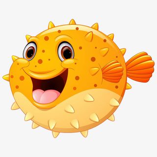 张大嘴巴的河豚鱼免抠