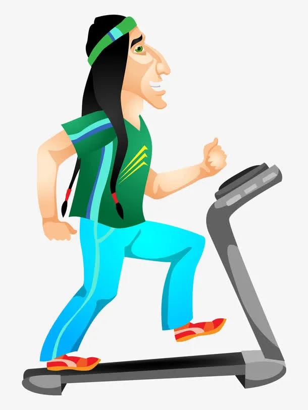 手绘健身运动的长发男士免抠