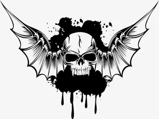 带翅膀的滴血骷髅头免抠