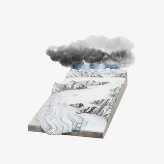 手绘地形板块恶劣天气免抠