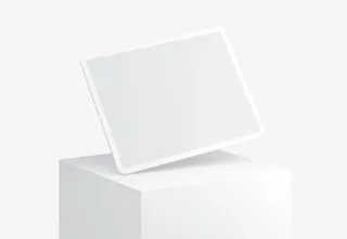 纯白3D放置台平板电脑免抠