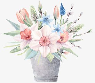 手绘水彩粉色花朵免抠免抠