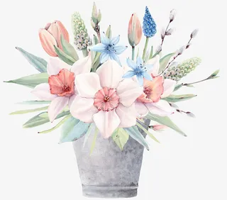 手绘水彩粉色花朵免抠免抠