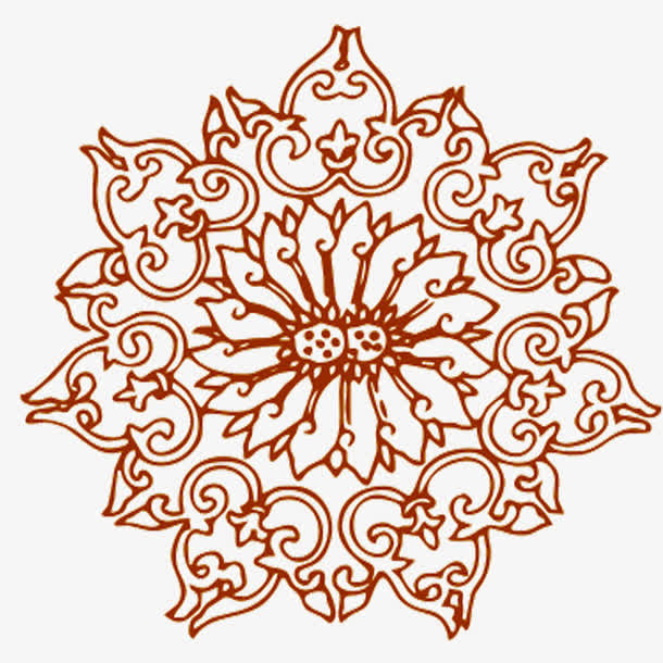 圆形并蒂莲免抠