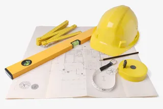 头盔和施工图纸免抠标签元素