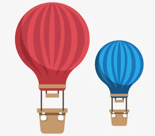 手绘热气球免抠