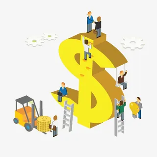 卡通货币上的人物办公免抠