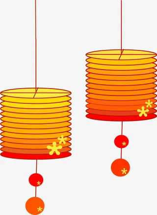 手绘中秋灯笼挂件装饰免抠