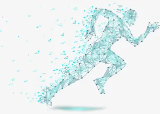 科技人物奔跑装饰图案免抠