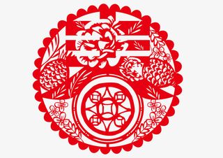 红色春节剪纸设计免抠